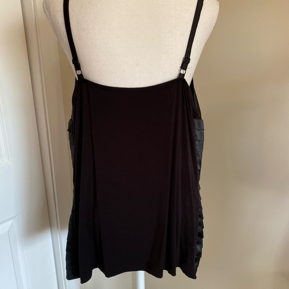 Michel Studio Black Satin Pleated Shiny Detail Holiday Party Camisole Top- Sz-1X - Picture 7 of 12